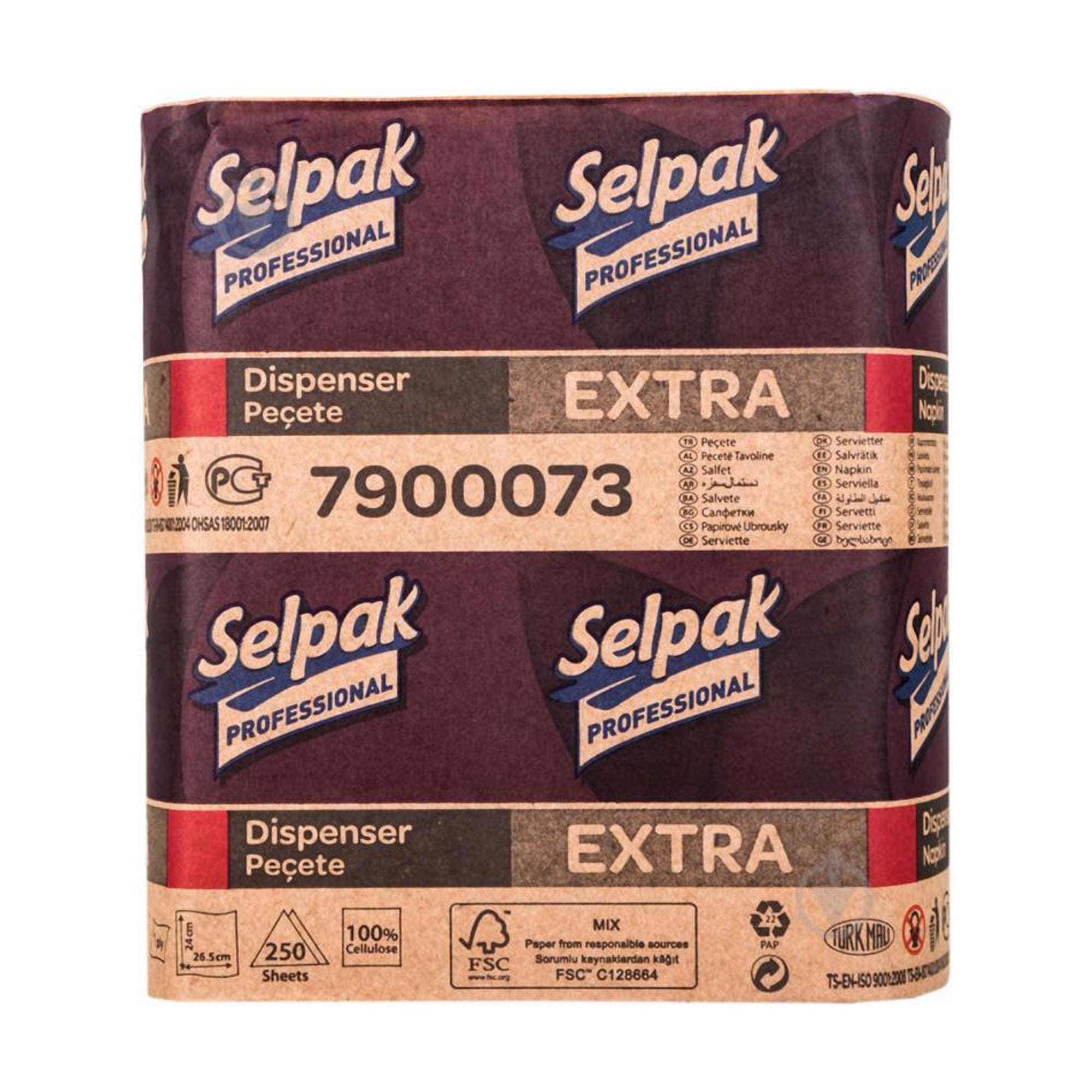Паперові серветки Selpak Professional Premium для диспенсера, білі, 1-шарові, 250 аркушів